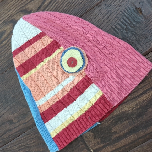 Artist-Made Upcycled Recycled Colorful Sweater Beanie Hat - Picture 2 of 10